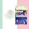 A book cover with the mexican flag and a picture of a desert.